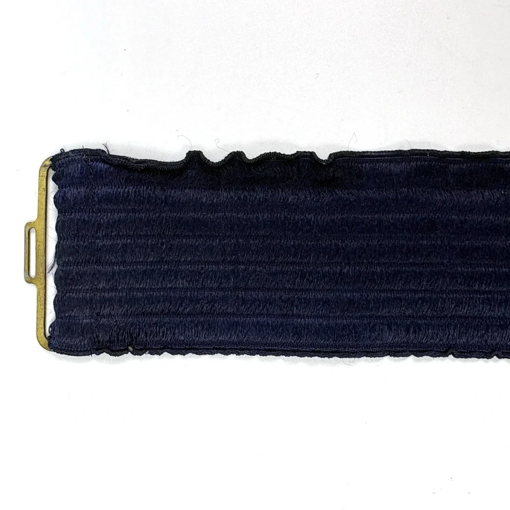 VTG 80s Waist Cincher Floral Buckle Belt Gold Hardware Navy Elastic Band‎ Boho